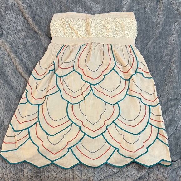 Flying Tomato Dresses & Skirts - Flying Tomato Strapless Dress with Cream and Teal Accents